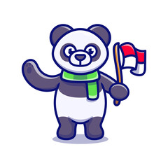 cute panda celebration indonesia independence day