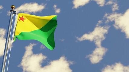 Acre 3D rendered realistic waving flag illustration on Flagpole. Isolated on sky background with space on the right side.