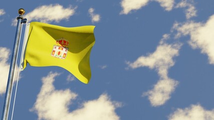 Granada 3D rendered realistic waving flag illustration on Flagpole. Isolated on sky background with space on the right side.