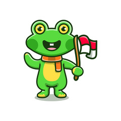 cute frog celebration indonesia independence day