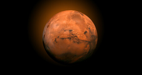 Solar System - Mars. Planet near Sun. Mars is a terrestrial planet with a thin atmosphere, having...