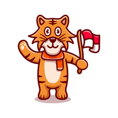 cute tiger celebration indonesia independence day