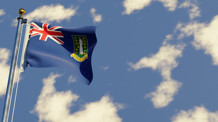 British Virgin Islands 3D rendered realistic waving flag illustration on Flagpole. Isolated on sky background with space on the right side.