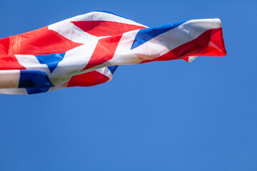 United Kingdom flag flying in wind