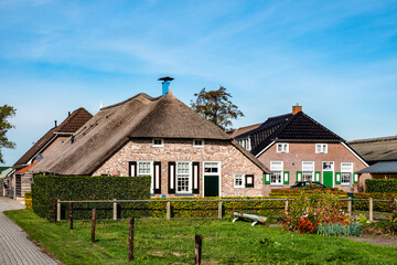 Historic farms (18th century) on the Gemeenteweg, Staphort, Overijssel Province, The Netherlands