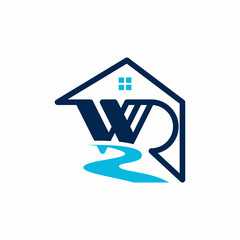 Letter WR Home River Logo Design