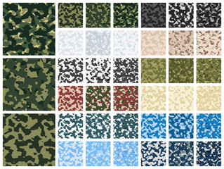 Collection military and army camouflage seamless pattern - obrazy, fototapety, plakaty