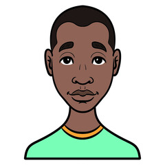 african boy. comic avatar, vector.
