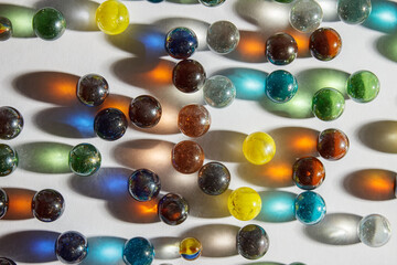 multicolored glass balls on the table