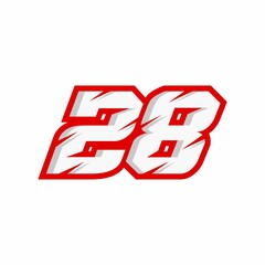 Racing number 28 logo on white background
