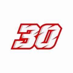 Racing number 30 logo on white background