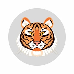 Vector illustration of a tiger head. Symbol of 2022 on the Chinese calendar. Jungle dweller isolated on white background.