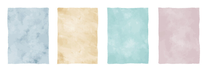 set of watercolor vector backgrounds, pastel colored aquarelle textures