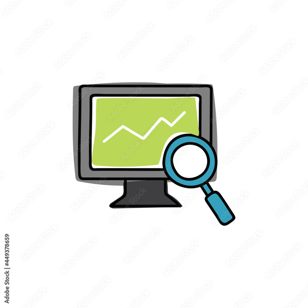 Aufkleber business data analytics and graph icon in color icon, isolated on white background