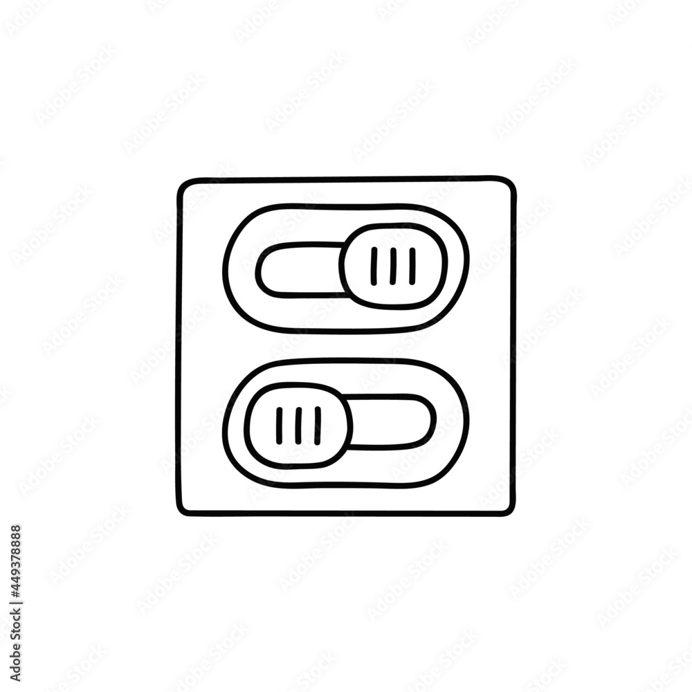Poster control switch toggle icon in flat black line style, isolated on white background