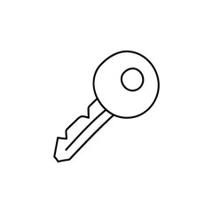 SEO Key optimization icon in flat black line style, isolated on white background 