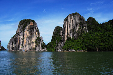 Halong or Ha Long Bay UNESCO World Natural Heritage Site and popular travel destination for vietnamese people and foreign travelers cruise tour visit including 2,000 islets limestone in Hanoi, Vietnam