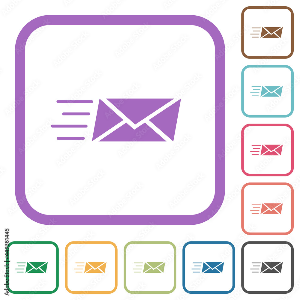 Poster sending express mail solid simple icons