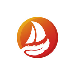 Simple Sailboat dhow ship logo design