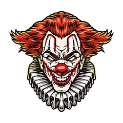 Colorful concept of scary clown head