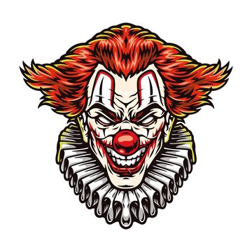 Colorful concept of scary clown head