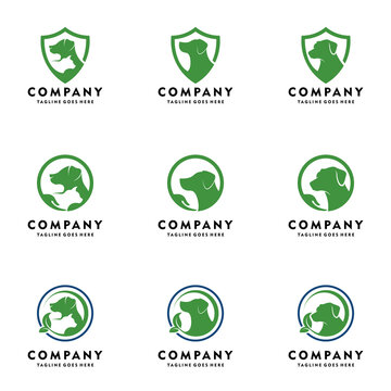 pet care logo design template pet grooming dog logo set vector icon illustration design