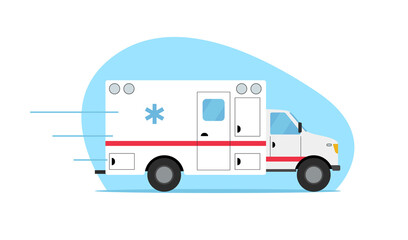 Fototapeta premium Ambulance. Paramedic medical car isolated on a white background. Vector illustration in flat style
