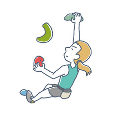 スポーツクライミングの競技をする人物のイラスト