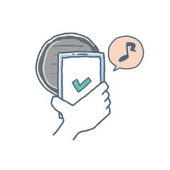 スマホ決済での会計シーンのイラスト