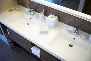 Double sink in a luxurious hotel