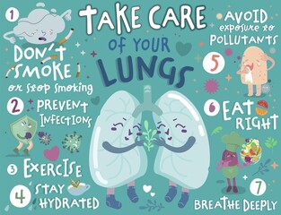 Take care of your lungs. Creative landscape poster in modern style.