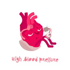 High blood pressure. Cartoon character in a trendy style.