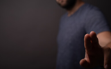 pressing button. Innovation technology internet business concept.