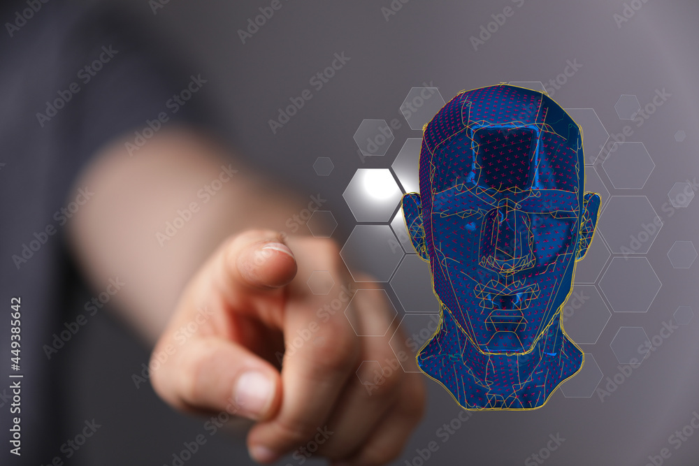 Poster Artificial intelligence concept. Virtual technology web background