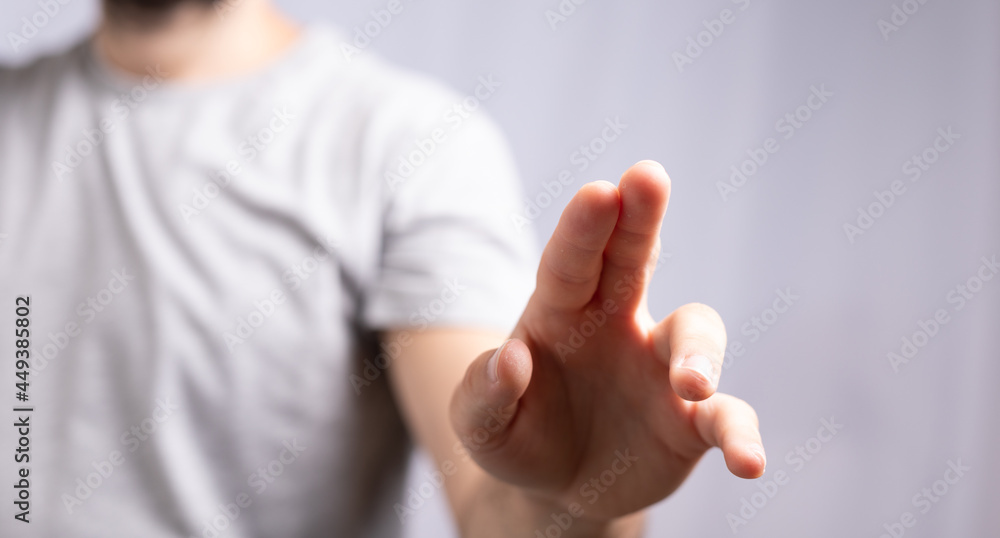 Poster Hand pushing on a touch screen..