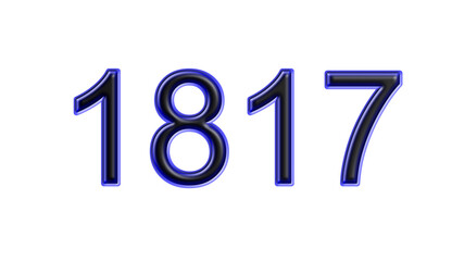 blue 1817 number 3d effect white background - obrazy, fototapety, plakaty