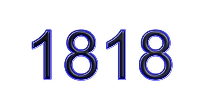 blue 1818 number 3d effect white background