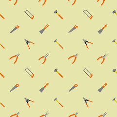 Seamless pattern on the theme of construction tools. Flat style. Vector illustration.