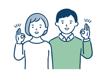 OKサインをするカップル