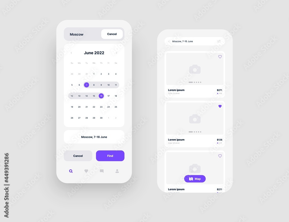 Poster mobile app interface design for hotel booking or social media. use design for web application or mob