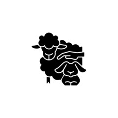 Petting zoo black glyph icon. Interactive zoo for kids. Persons able to touch and feed animals. Domesticated animals. Silhouette symbol on white space. Vector isolated illustration