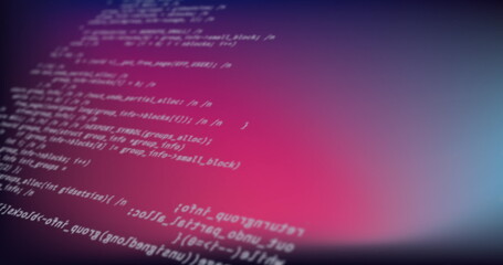 Digital image of digital data processing against blue and pink gradient background