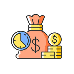 Short term deposit RGB color icon. Sum of money for short period of time invest. Market fund. Financial awareness. Bank currency. Isolated vector illustration. Simple filled line drawing