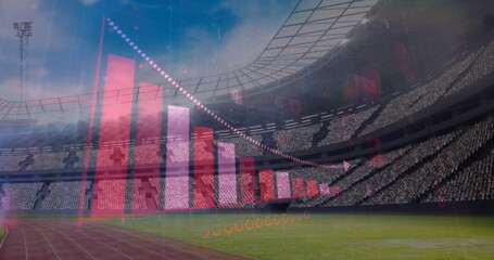 Coronavirus digital interface against empty sports stadium