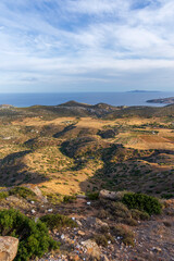 sea panorama from the heights of Keratea at sunset in Athens in Greece