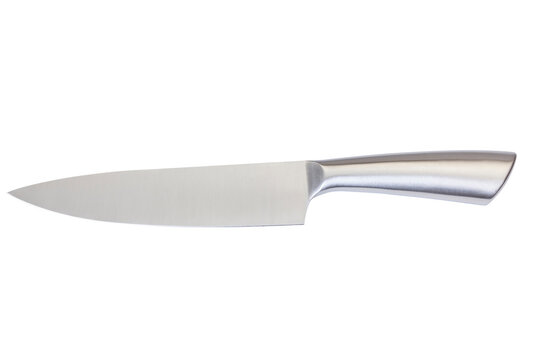 High quality stailness steel carving chef's knife isolated on white.