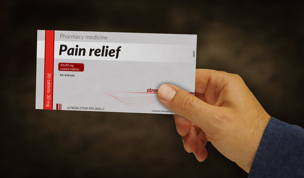 Pain relief and painkiller tablets pack 3d illustration