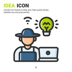 Idea icon vector with outline color style isolated on white background. Vector illustration innovasion sign symbol icon concept for digital farming, technology, logo, industry, agriculture and project
