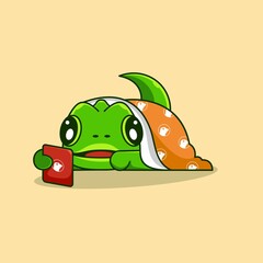 Chameleon mascot character logo design vector illustration