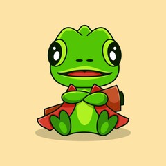 Chameleon ninja mascot character logo design vector illustration